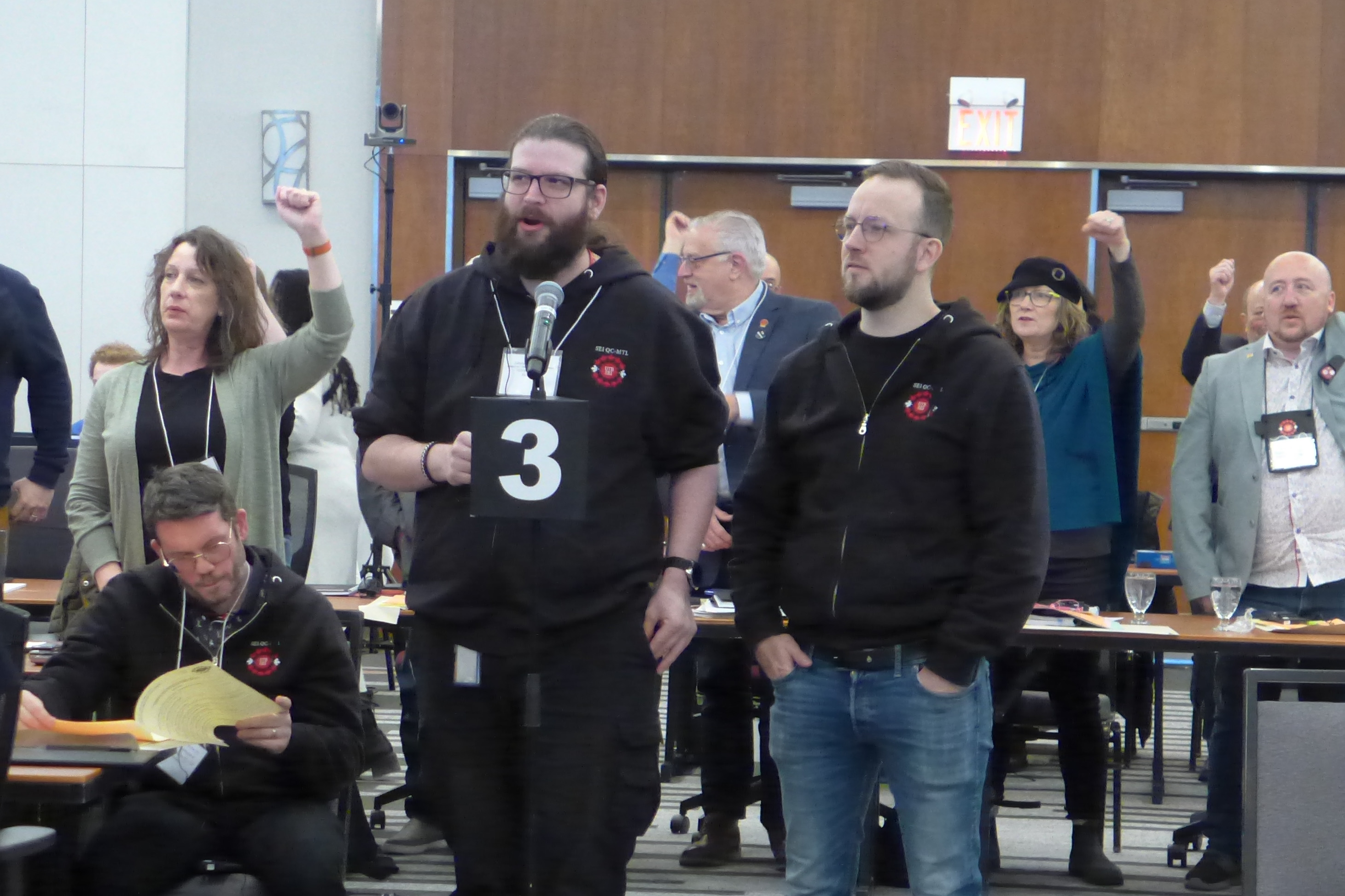 Participants singing Solidarity Forever