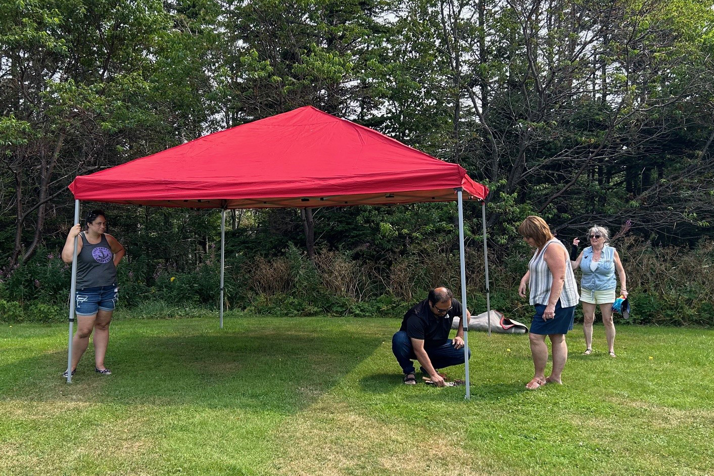 setting up the tent