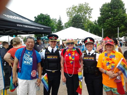Local President Stephen Au, 2nd VP Barb Pawlovich and Nancy Richter at London Pride