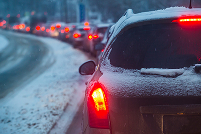 traffic jam in winter